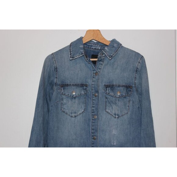 Liverpool Button Long denim Jacket  Women size Small - Picture 3 of 9